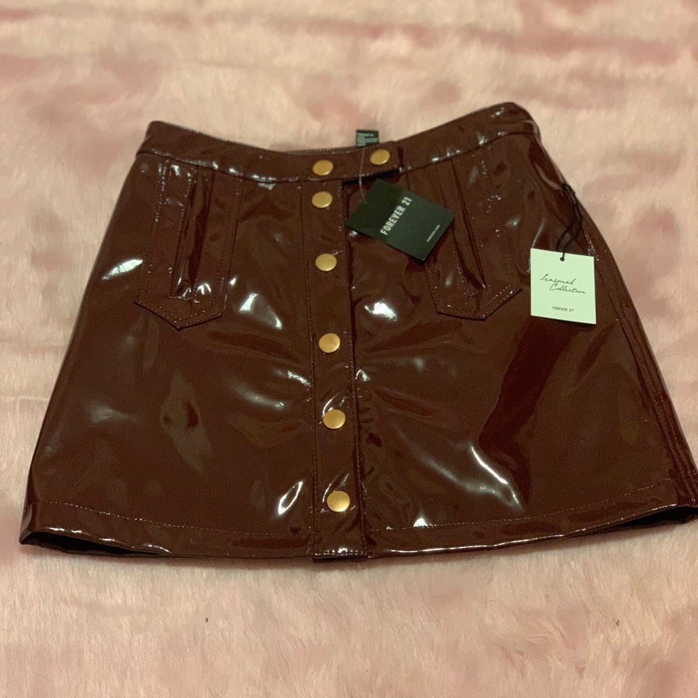 Pleather Burgundy Miniskirt